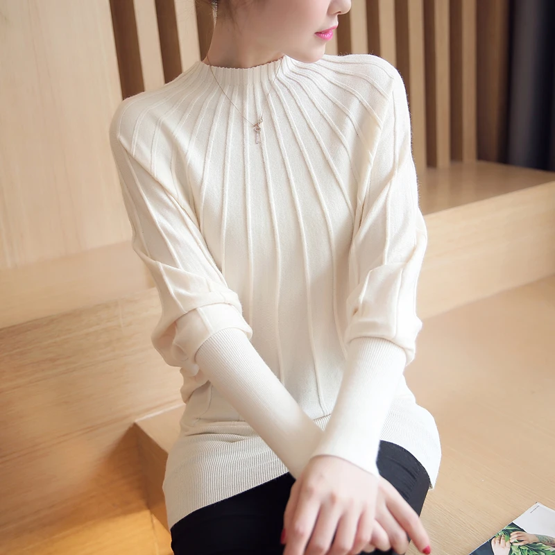 

2020 Mode Femme Automne Fashion Autumn Winter Women Knitted Sweaters and Pullovers Batwing Sleeve Long Knitwear Chandail Femme