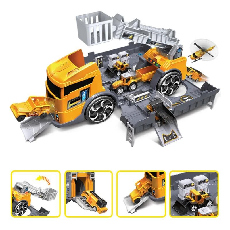 

Simulation Track Inertia Children'S Puzzle Toys Vehicle Truck Car Model Deformation Fire Engineering Vehicle Boys Gift