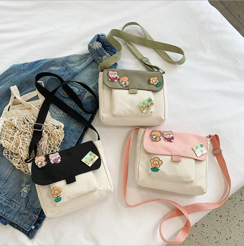 

INS Crossbody Bags for Women 2020 Canvas Japanese for Female Purses and Handbags Small Fresh Shoppers Satchel
