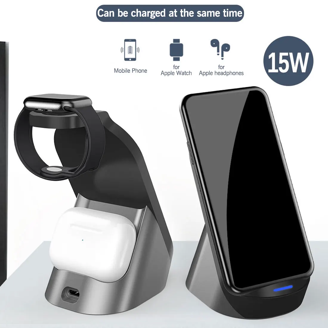 

New type 15W wireless charger for iphone XS 8 11 12 Pro Max,for Airpods wireless charging station for iphone 7 7s