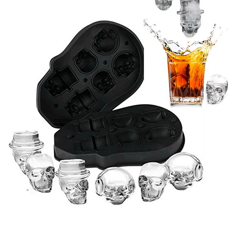 Ice Cube Maker Tray Skull Lattice 3D Silicone Mold Diamond DIY Household Use Cocktails For Whiskey Tools | Дом и сад