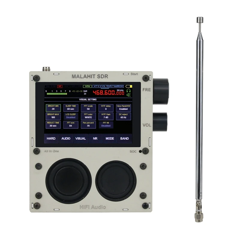 

V1.10C 50 кгц-2 ГГц Malachite SDR радио Malahit DSP SDR приемник AM/SSB/NFM/WFM + динамик + аккумулятор + металлический чехол + плата расширения