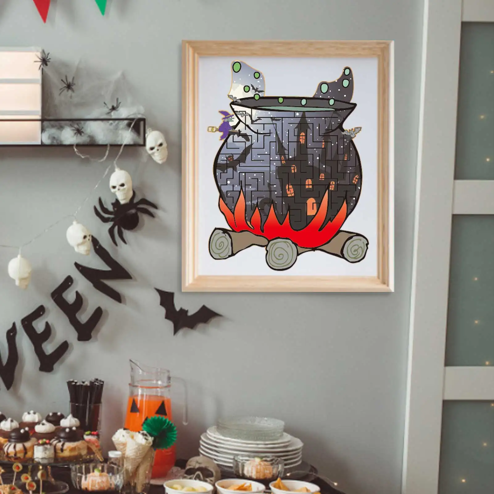 Halloween Jigsaw Puzzle Witch Hat Irregular Flame Ghost Jar Colorful Puzzles With Elements Best Gift For Kids | Игрушки и хобби