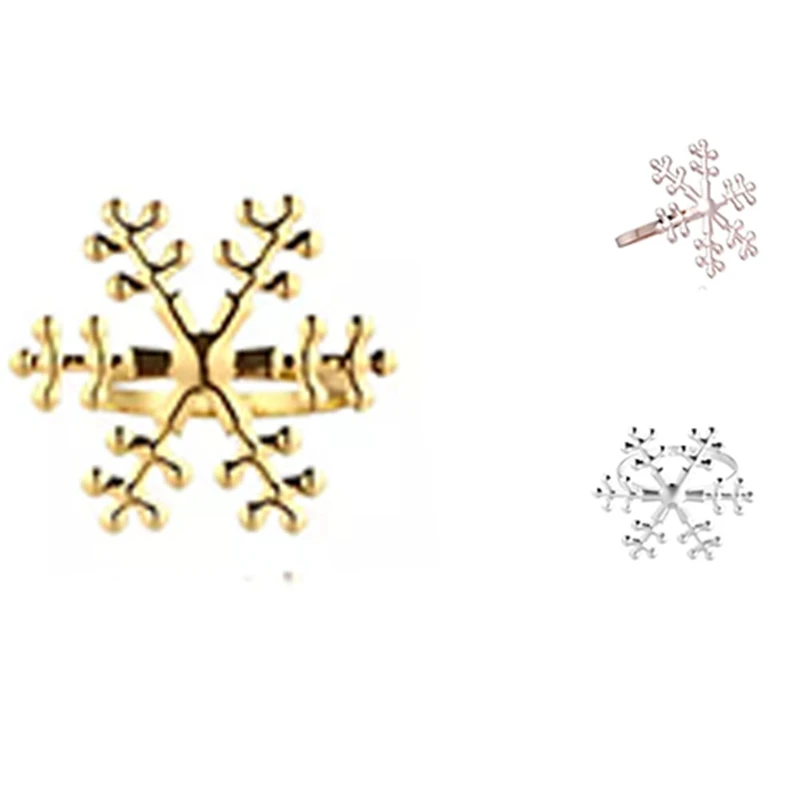 

6 Pcs Christmas Snowflake Shaped Napkin Rings Dinning Table Setting Christmas Snowflake Napkin Button Napkin Ring