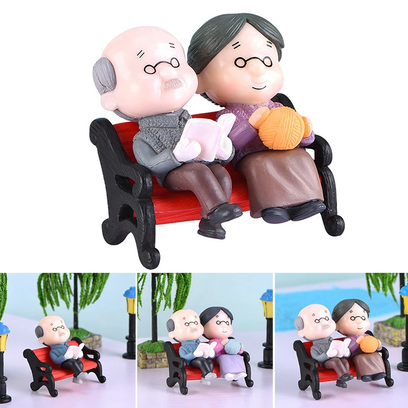 

Park Bench Grandpa Grandma Model Mini Ornament Accessories for Craft Miniature House Fairy Garden Decor DRSA889