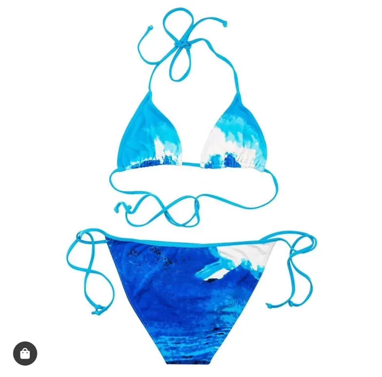2021 NEW Women's Colorful Tie Dye Split Bikini Sky Blue Gradient Swimsuit Set