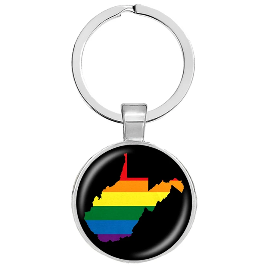 LGBT Bi Pride брелки для ключей геев Брелоки из лицевого стекла кабошон ключ Hoder