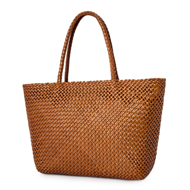 

2021 summer new woven bag leather hollow out women's one shoulder handbag