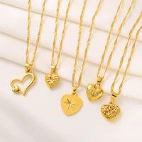 gold color heart necklace wedding love pendant neckalce for women party jewelry gift