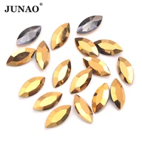 junao 715mm gold color point back glass rhinestone applique horse eye crystal stone fancy diamond strass for jewelry decoration