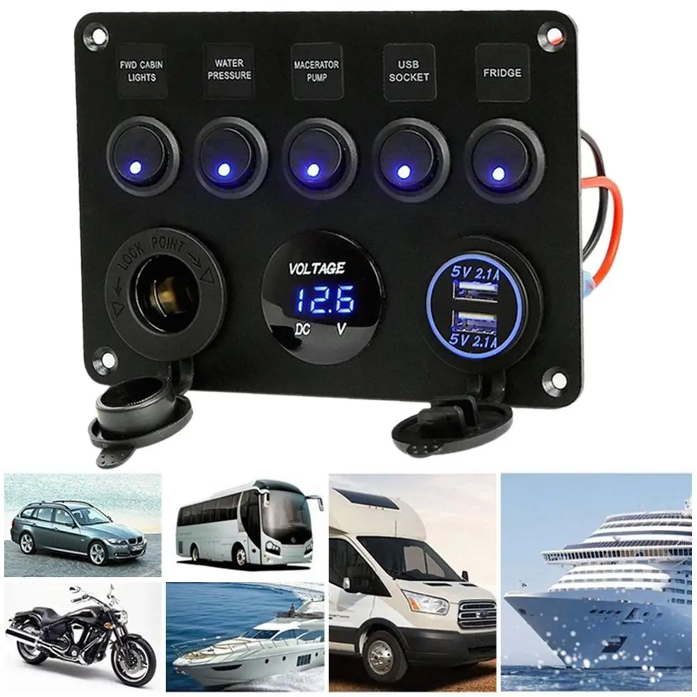 Красивая Автомобильная лодка 5 групп переключатель панель USB зарядное устройство
