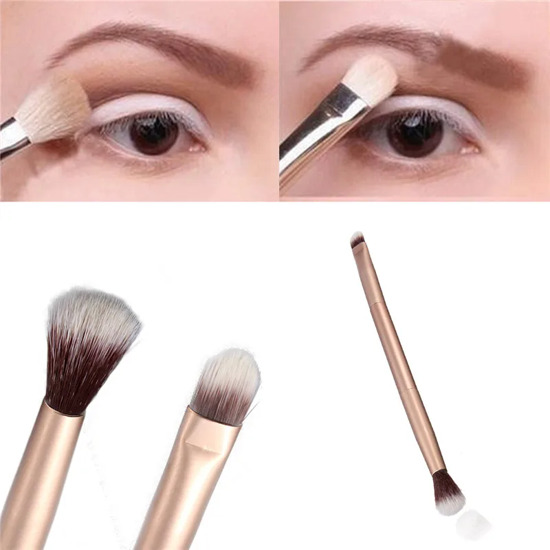 

1PC Professional Eye Makeup Brush Double Ended Metal Handle Premium Tapered Concealer Highlighter Eyeshadow Blending Brush