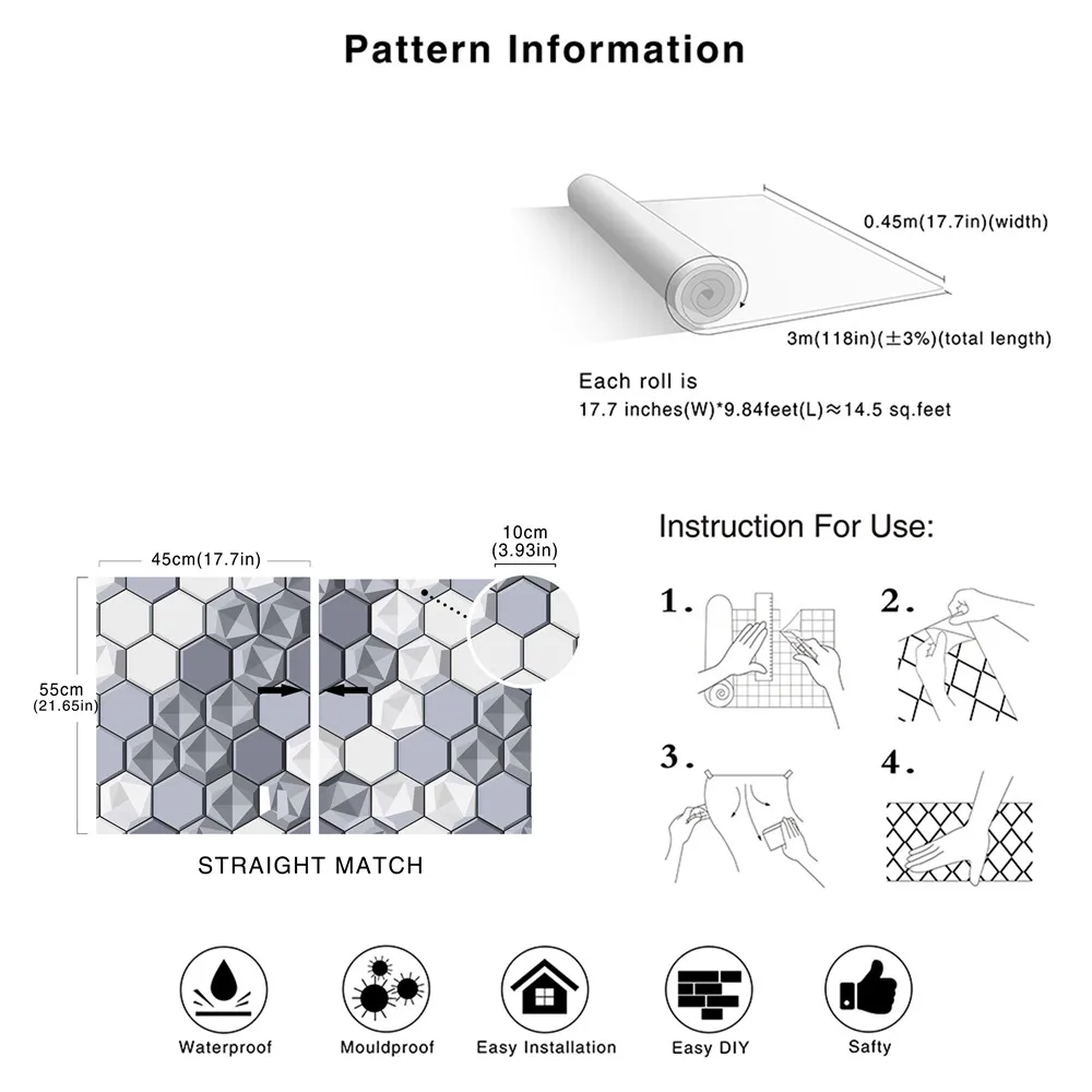 

Vinyl Self-Adhesive Peel And Stick Paper Modern Geometric Wallpaper Design For Walls Bedroom Living Room Home Decoration Sticker