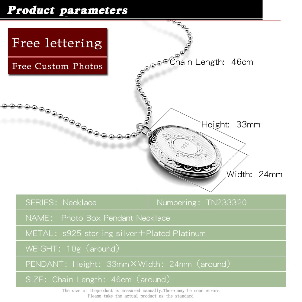 Новый 925 серебряное ожерелье для женщин Творческий фотобокс подвеска дизайн