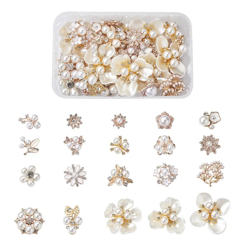 1 Set Flower Shape Crystal Alloy Rhinestone Cabochons For Jewelry Making DIY Earring Hairclip Accessories Finding