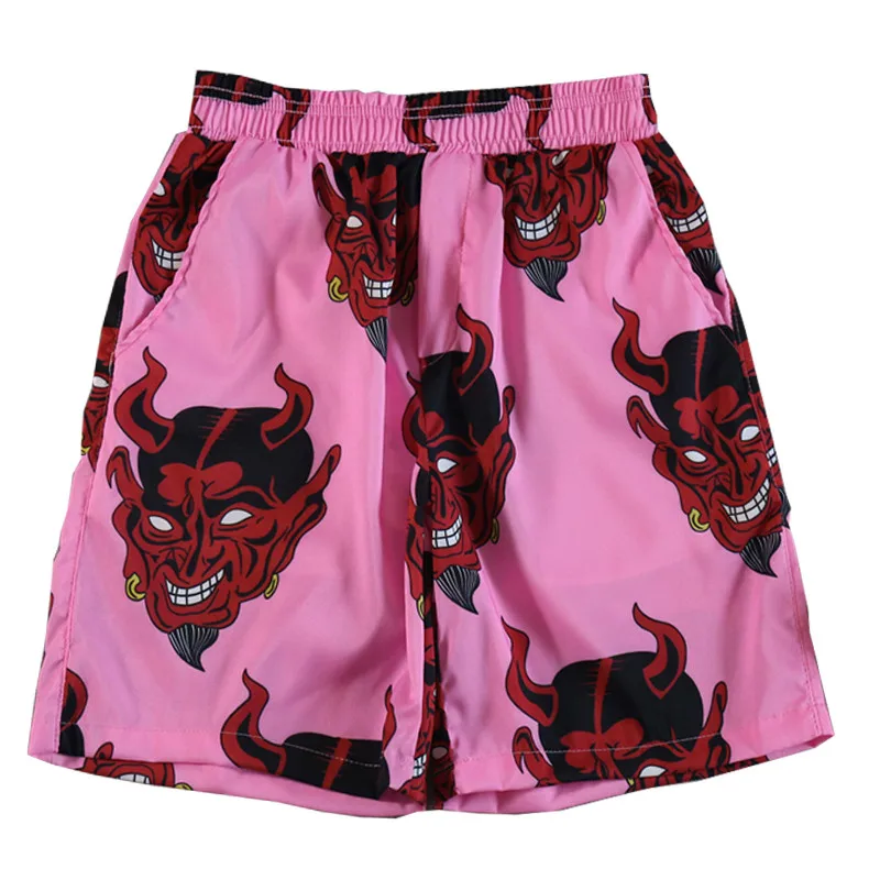 

Devil Full Printed Shorts Men Streetwear Hiphop Harajuku Elastic Waist Summer Shorts Men Beach Casual Sports Brand Short Pants