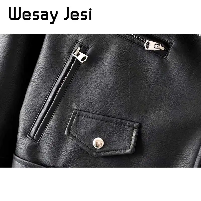 Осенняя женская черная приталенная крутая Женская куртка из искусственной кожи