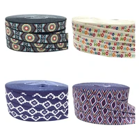 ho diamond print fold over elastic aztec foe ribbon headwear party gift packing sewing home decoration accessories 10y