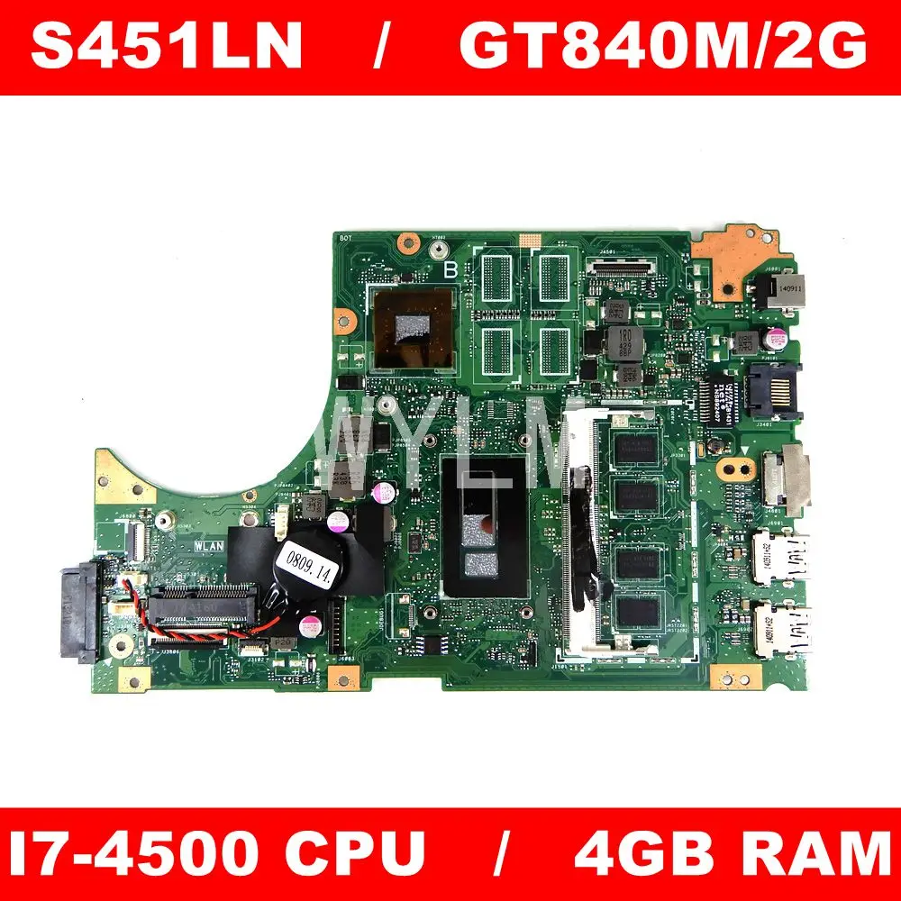 

S451LN GT840M/2 ГБ i7-4500CPU 4 Гб Оперативная память материнская плата REV2.0 для ASUS S451L S451LN S451 Материнская плата ноутбука 90NB05D1-R01000 Бесплатная доставка