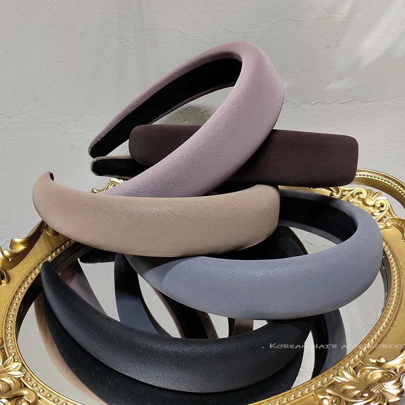 

Korea Dongdaemun headband retro sponge leather wild texture fashionable outer wear hairpin net red headband hair accessories