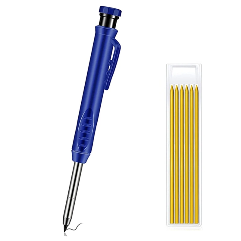 

Solid Carpenter Pencil Set Leads Built-In Sharpener Deep Hole Mechanical Marker Marking Pen Tool