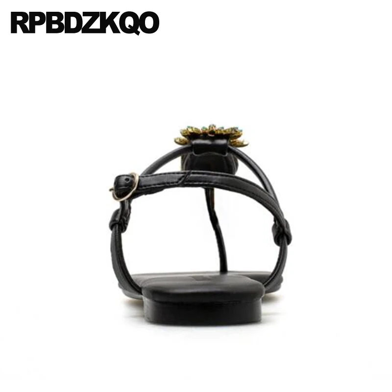 Ананас Сандалии на ремнях с бантом петлей пятке Стразы Т образным ремешком