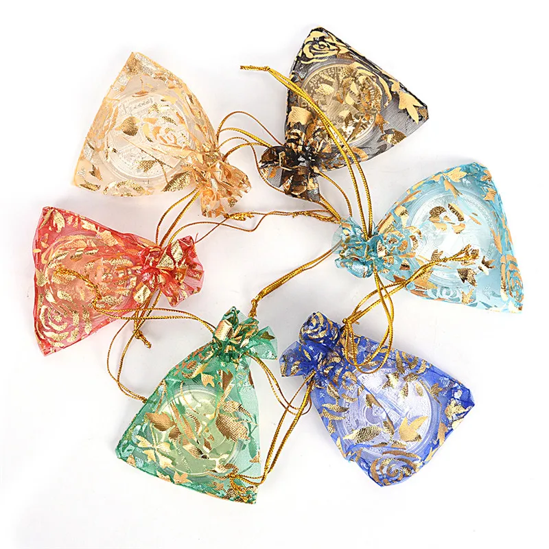 

10pcs/set Organza Candy Jewelry Wedding Gift Pouch Bags 7*9/9*12/11*16 CM Mix Color For Party Holiday New Year Use Random