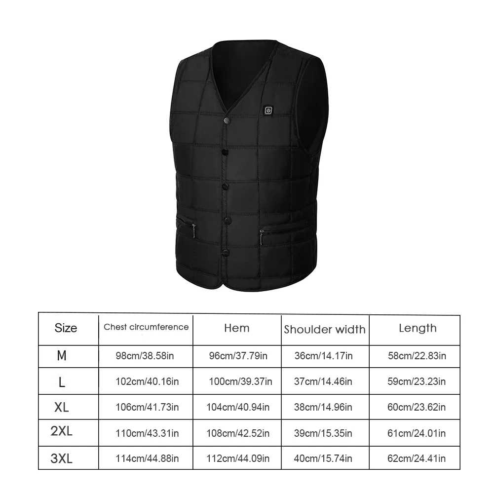 

3-speed Adjustable Temperature Self-heating Vest Washable USB Charging Heated Vest Winter V-neck Sleeveless Heating Jacket Man