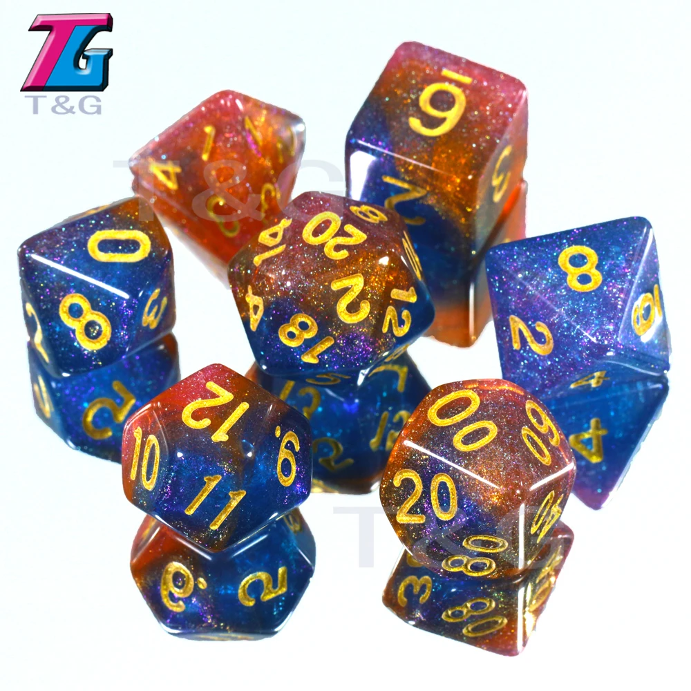 T & G новый красочный Вселенной Galaxy игральная кость 7 шт./компл. D4 D20 с DND RPG подарок