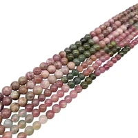 natural colorful tourmaline stone beads smooth loose spacer beads for jewelry making bulk diy bracelet charms accessories