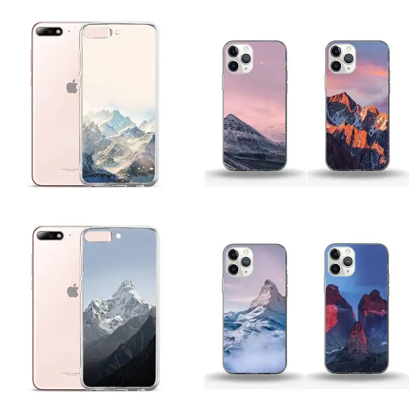 

Mountain sea scenery snow Phone Case Transparent for iPhone Samsung A S 11 12 6 7 8 9 10 20 Pro X XS Max XR Plus lite