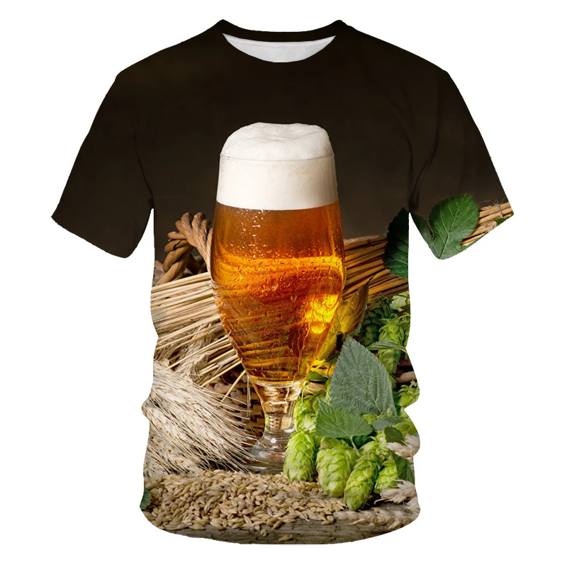 

2021 summer fashion new beer 3D printing T-shirt men's T-shirt breathable men's trendy T-shirt