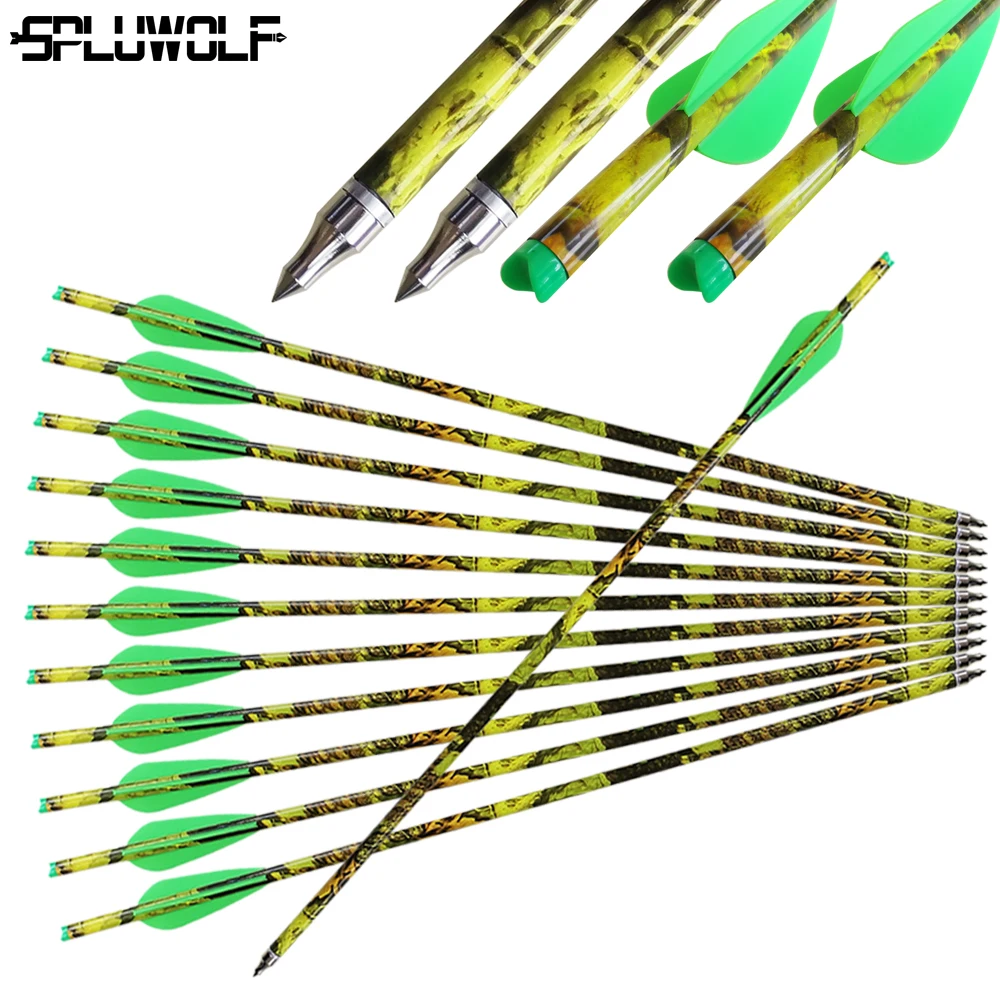 

Camouflage Shaft OD 8.8mm Green Carbon Arrows Crossbow Bolts 13.5"16"17"18"20" for Archery Professional Hunting Crossbows