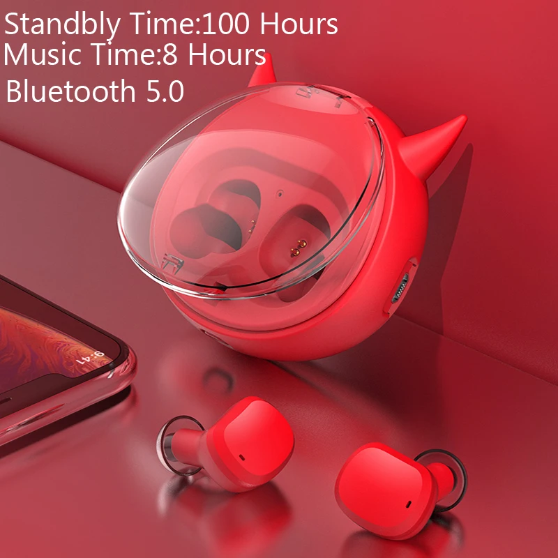 Компактные портативные наушники Demon беспроводные Bluetooth с зарядным кейсом