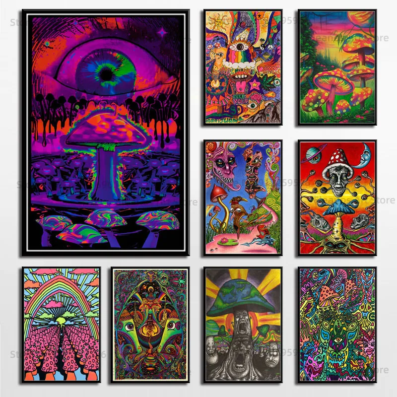 Z250 психоделический гриб Триппи Абстрактные Художественные настенные плакаты на