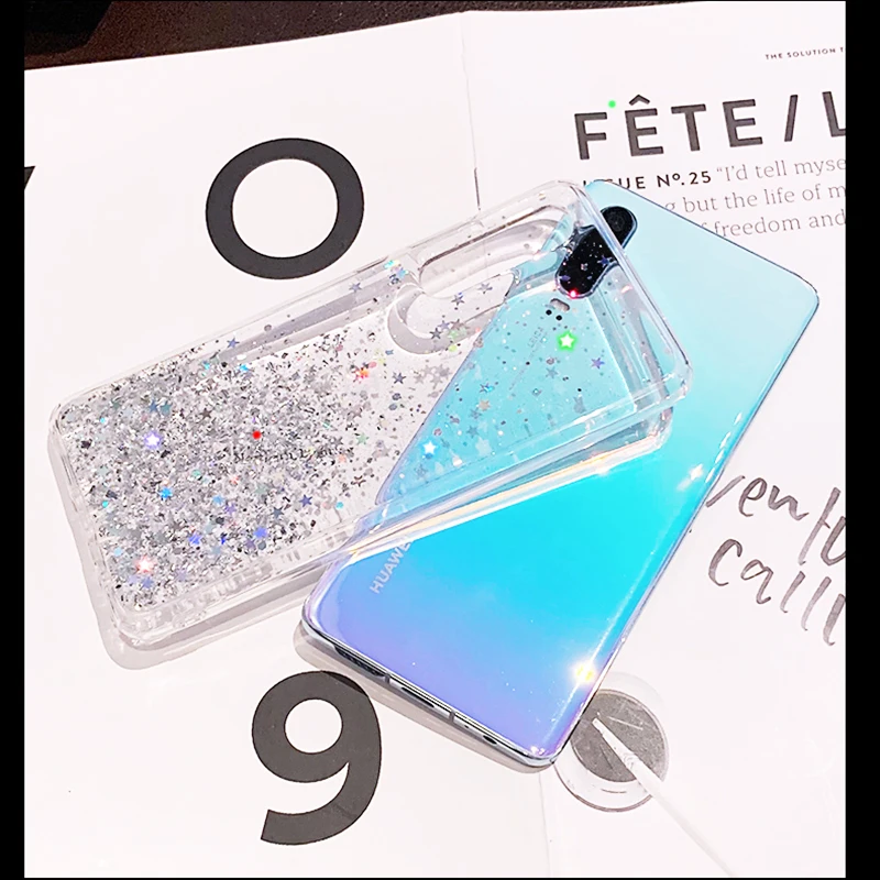 Luxury Glitter Silicone Case For Huawei P20 P30 P40 Pro Lite Transparent Soft Back Case For Huawei P9 P10 Plus Shockproof Fundas