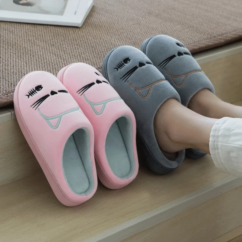 SHUJIN теплые тапочки с пушистым мехом зимние домашние унисекс плюшевые принтом