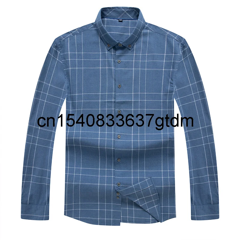 

Men's casual loose shirt fat plus large plaid pattern long sleeve Lapel shirt versatile base shirt