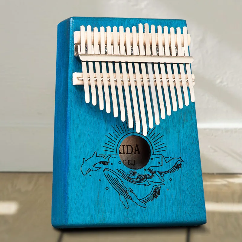 Blue Kalimba 17 клавишное фортепиано Красивые Музыкальные инструменты красное дерево большой палец пианино популярный новичок дать 1 набор аксессуаров - Цвет: Blue