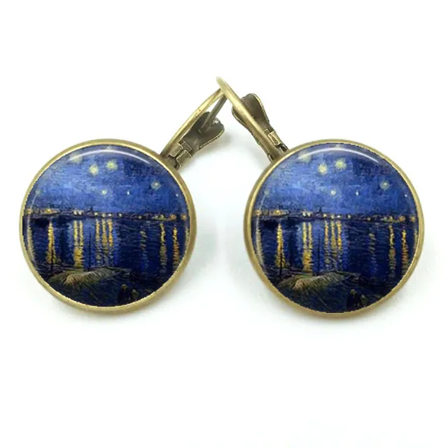 Серьги в винтажном стиле знаменитого художника Ван Гога Звездная ночь серьги