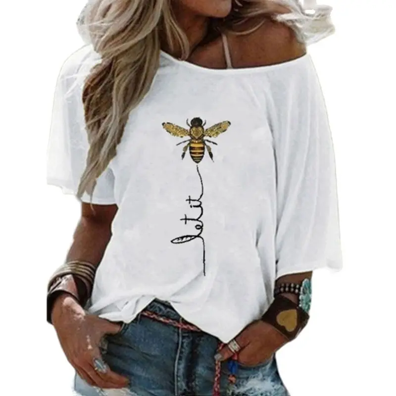 

2021 Summer New Women's Printing T-shirt plus Size round Neck Loose Top