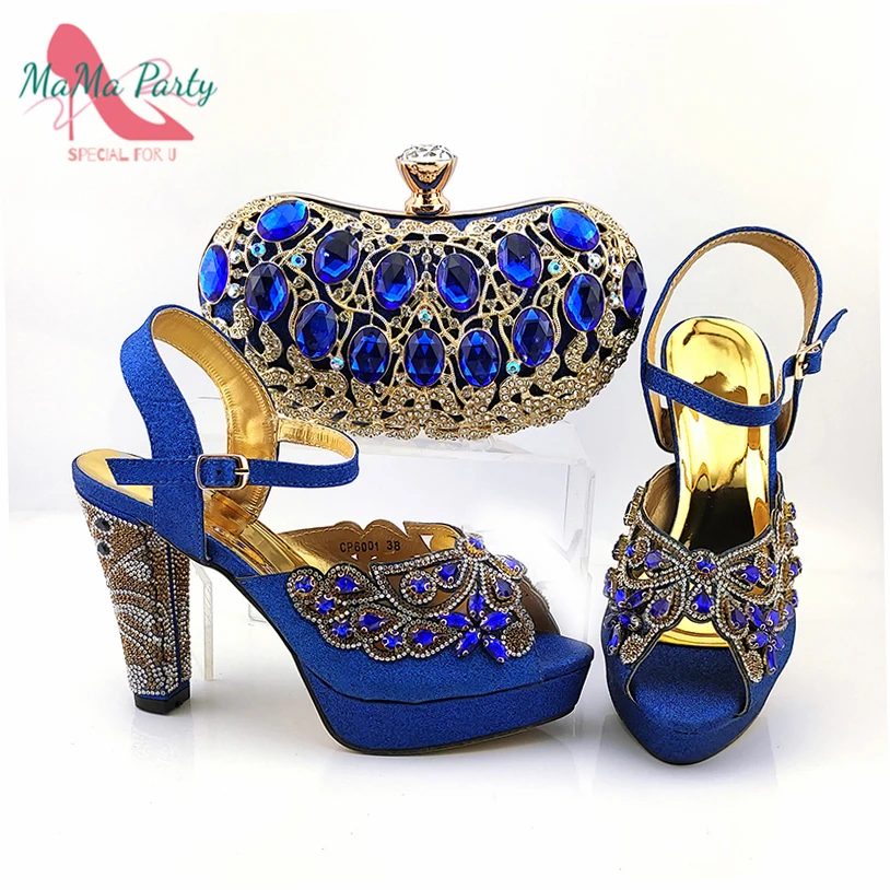 Красивая Цена африканская женская обувь и сумка на каблуке для вечерние