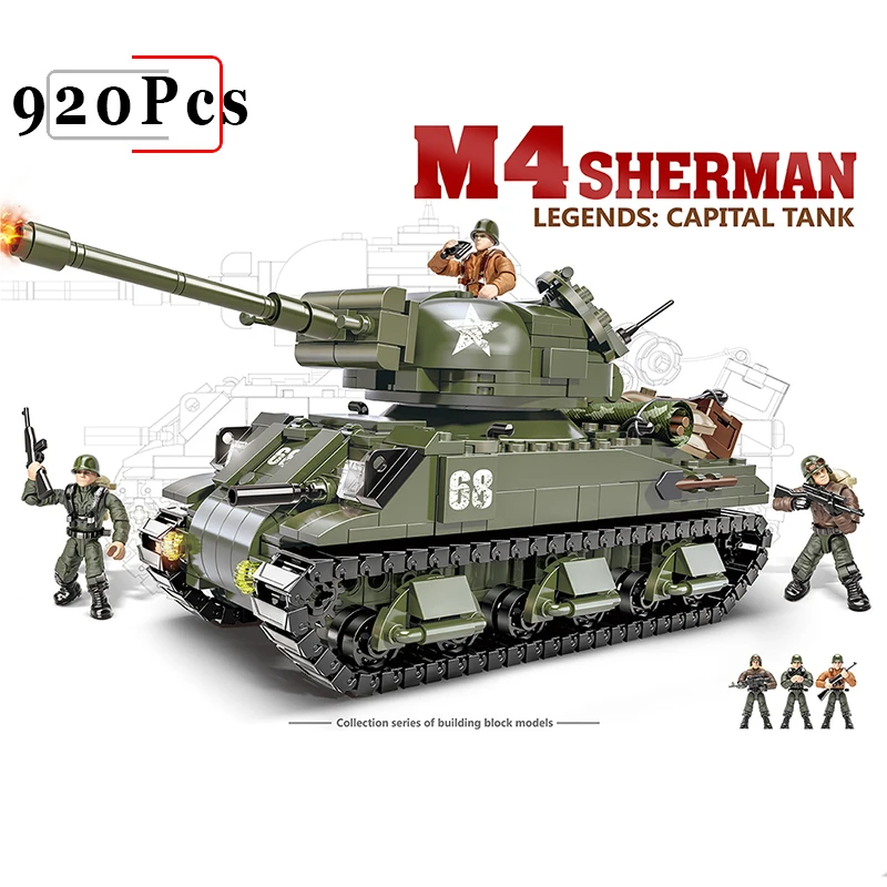 

Tank Blocks Model Mini Sets War Building Bricks Toys Christmas Birthday Gifts for Boys Kids Children with 3 Dolls Technical