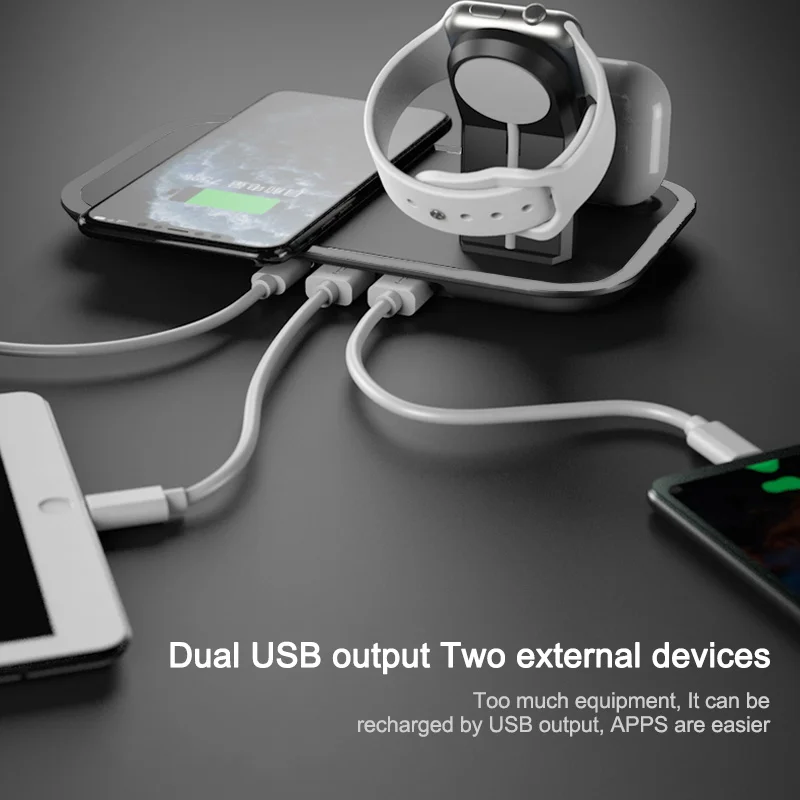 3 в 1 10 Вт Быстрое беспроводное зарядное устройство Qi для iPhone 11Pro X 8Plus быстрое