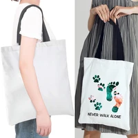 womens shopper shopping bags shoulder footprints pattern eco tote bag fabric reusable beach canvas harajuku handbags