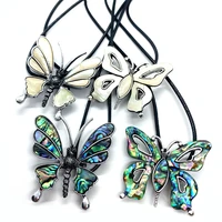 exquisite natural abalone shell butterfly pendant silver rainbow colorful shell cute lady jewelry pendant necklace accessory
