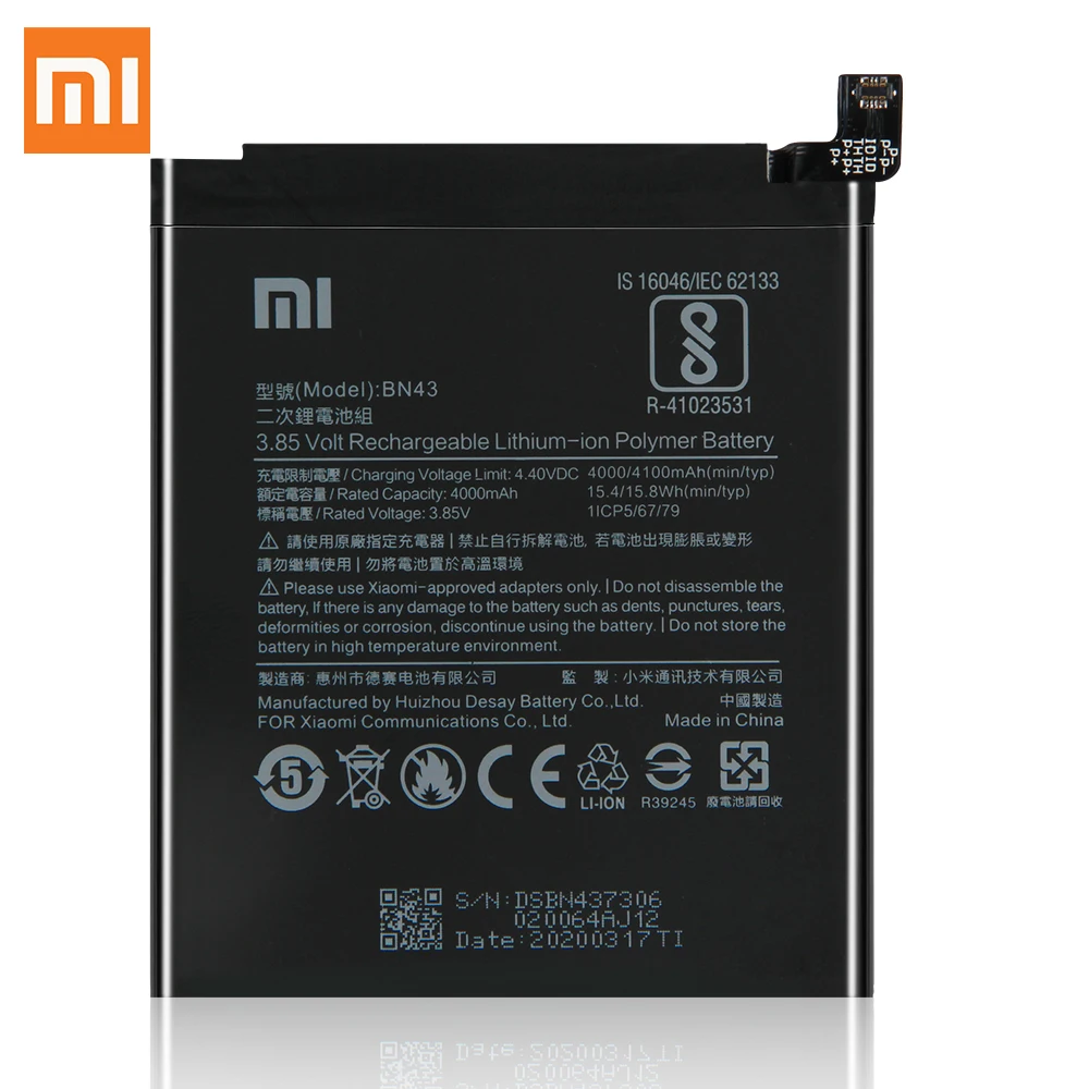 Оригинальный запасной аккумулятор для Xiaomi Redmi Note 4X Note4X стандартная версия Redrice BN43