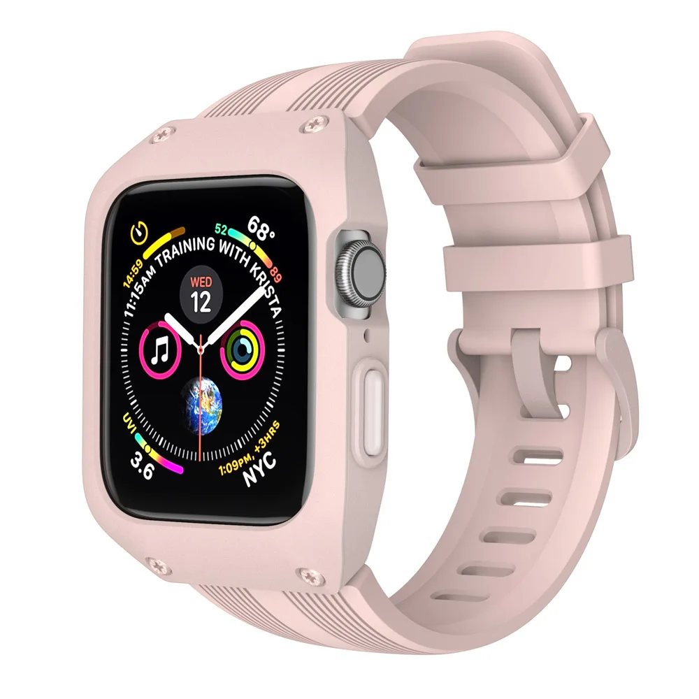 Чехол с Силиконовый ремешок для наручных часов Apple Watch, версии 5 4 40/44 мм дизайн Series 3 38/42 мм браслет для наручных часов iWatch, браслет ремень