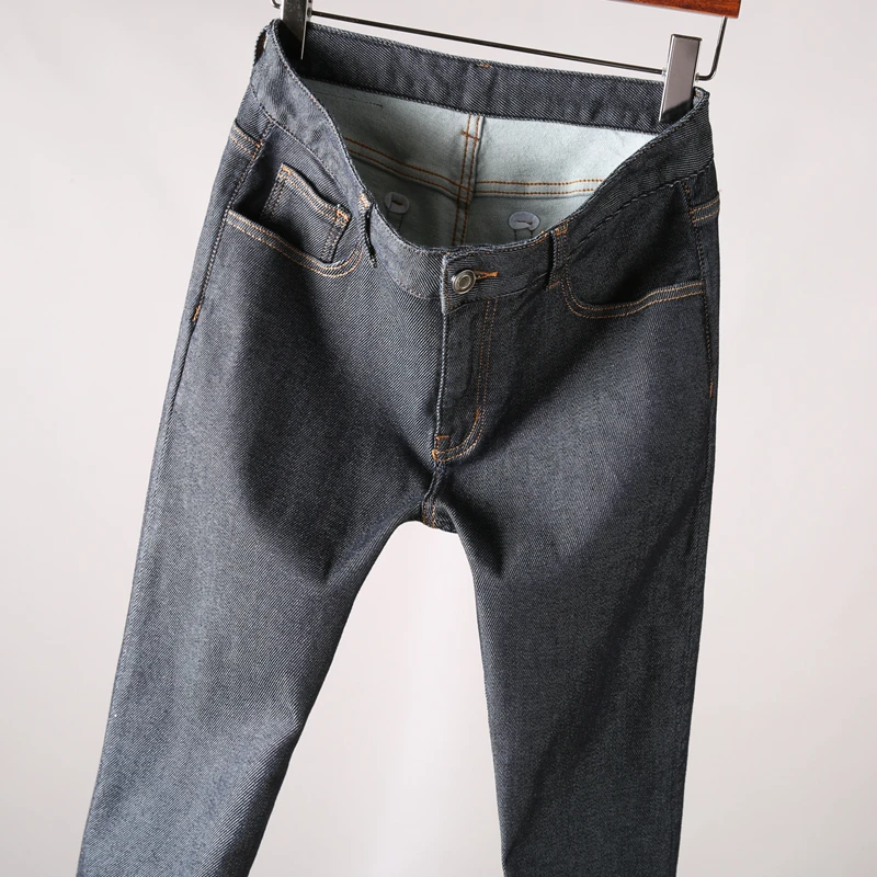 

Spring and autumn new versatile pants men's slim and simple solid color small straight foot casual skinny jeans autumn wear