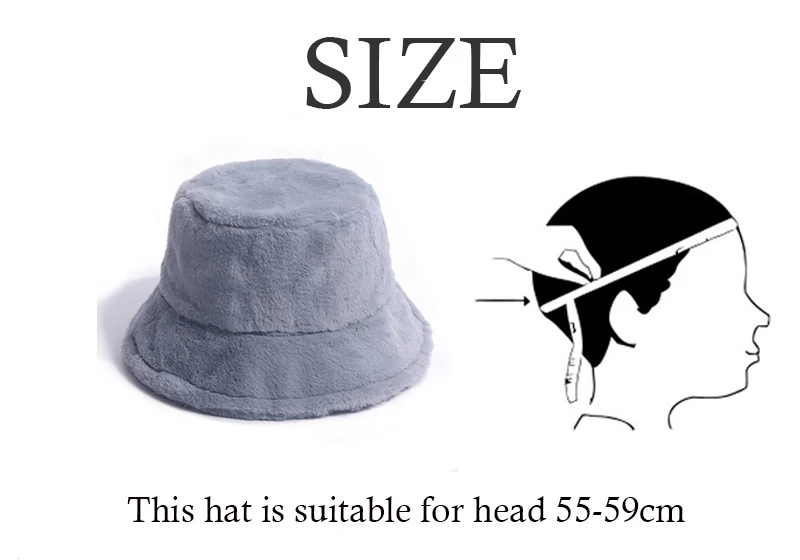 

Winter Outdoor Vacation Lady Panama Black Solid Thickened Soft Warm Fishing Cap Faux Fur Rabbit Bucket Hat For Women Girls